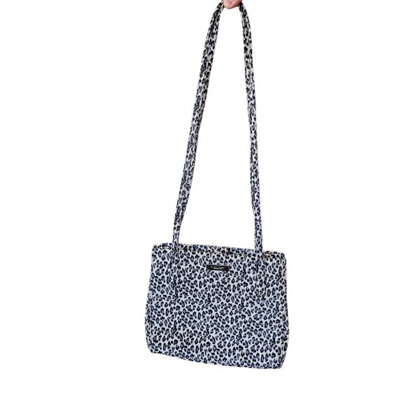 Nine West Handbags - Retro Y2K Snow Leopard Print Shoulder Bag Purse Black And White Animal Print‎